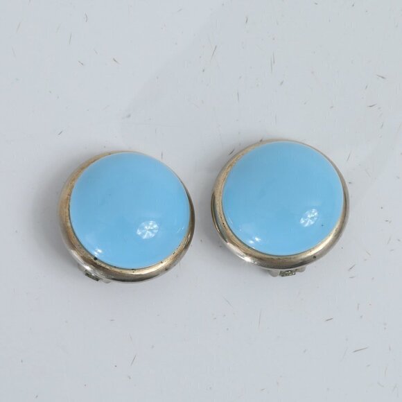 Vintage Coro, Robins Egg Blue Silver Metal Clip On Earring - Picture 2 of 6
